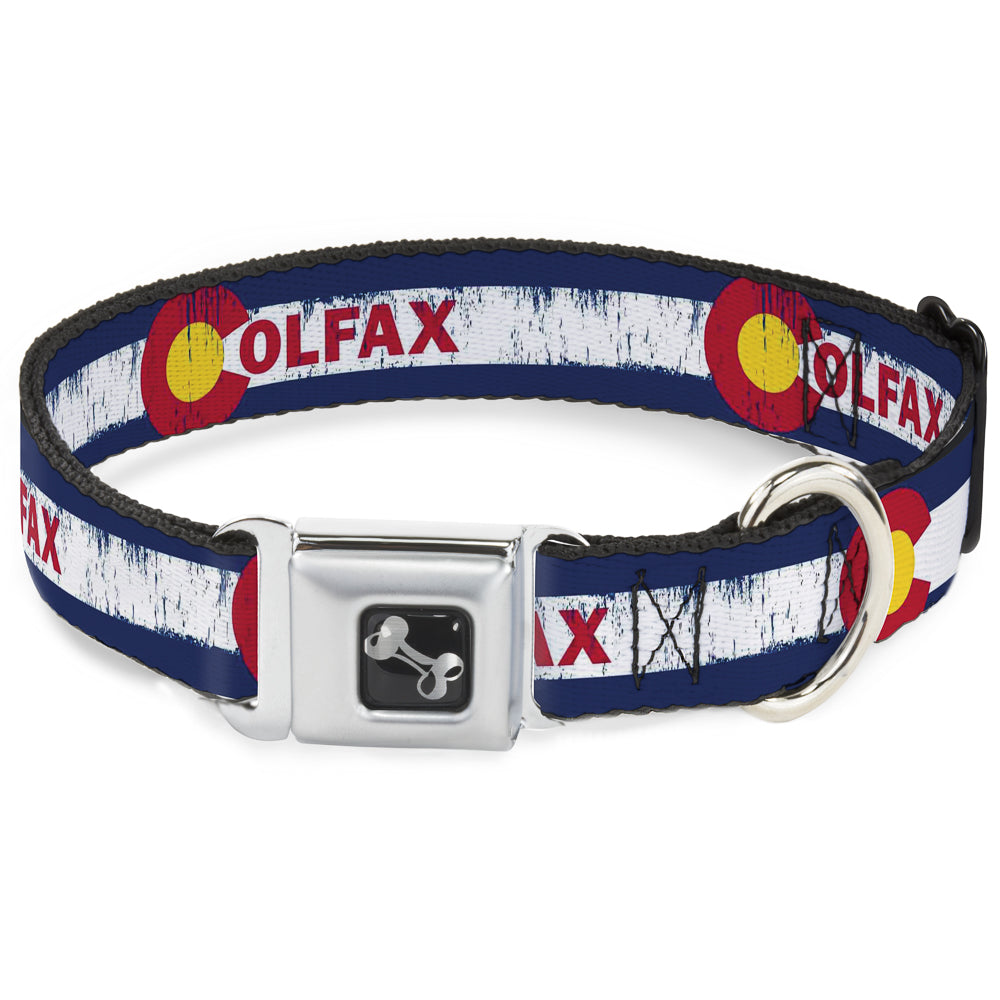 Dog Bone Seatbelt Buckle Collar - COLFAX Colorado Flag Weathered Seatbelt Buckle Collars Buckle-Down