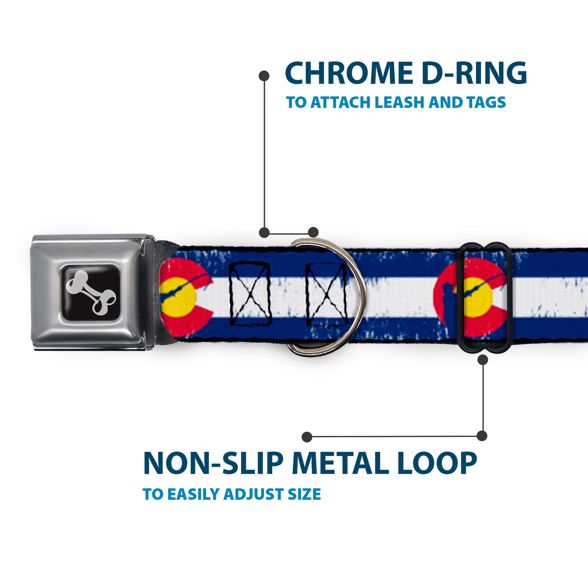 Dog Bone Seatbelt Buckle Collar - Colorado Flag/Fisher Weathered Seatbelt Buckle Collars Buckle-Down