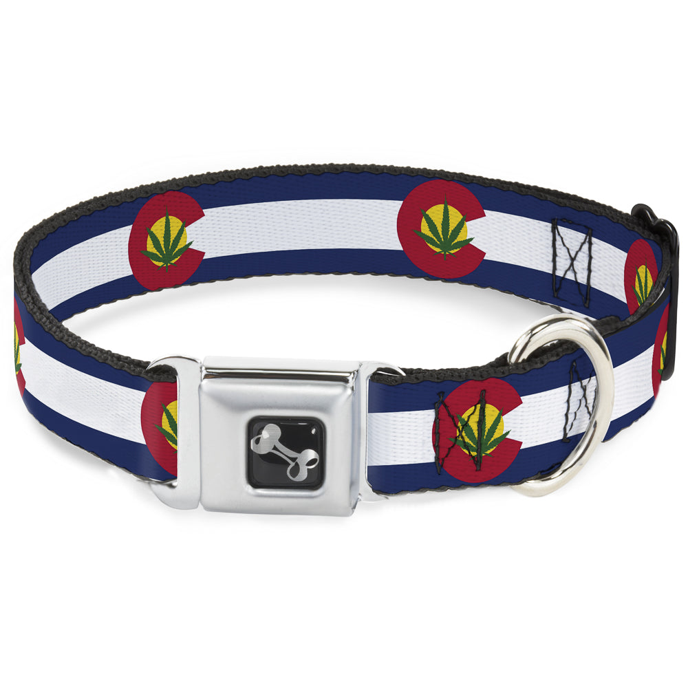 Dog Bone Seatbelt Buckle Collar - Colorado Flag/Marijuana Leaf Seatbelt Buckle Collars Buckle-Down