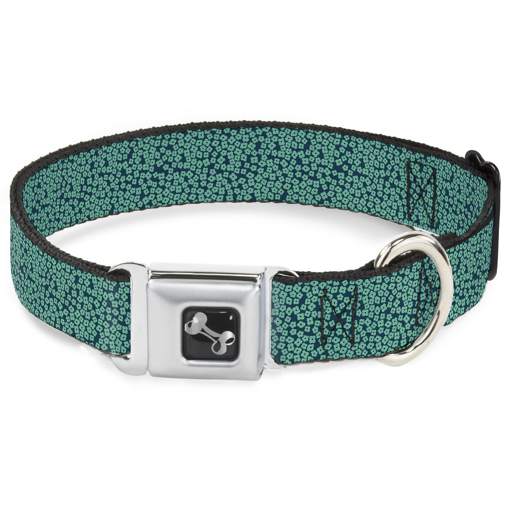 Dog Bone Seatbelt Buckle Collar - Ditsy Floral Teal/Light Teal/Teal Seatbelt Buckle Collars Buckle-Down