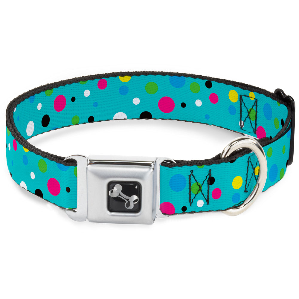 Dog Bone Seatbelt Buckle Collar - Dots Seafoam Green/Multi Pastel Seatbelt Buckle Collars Buckle-Down