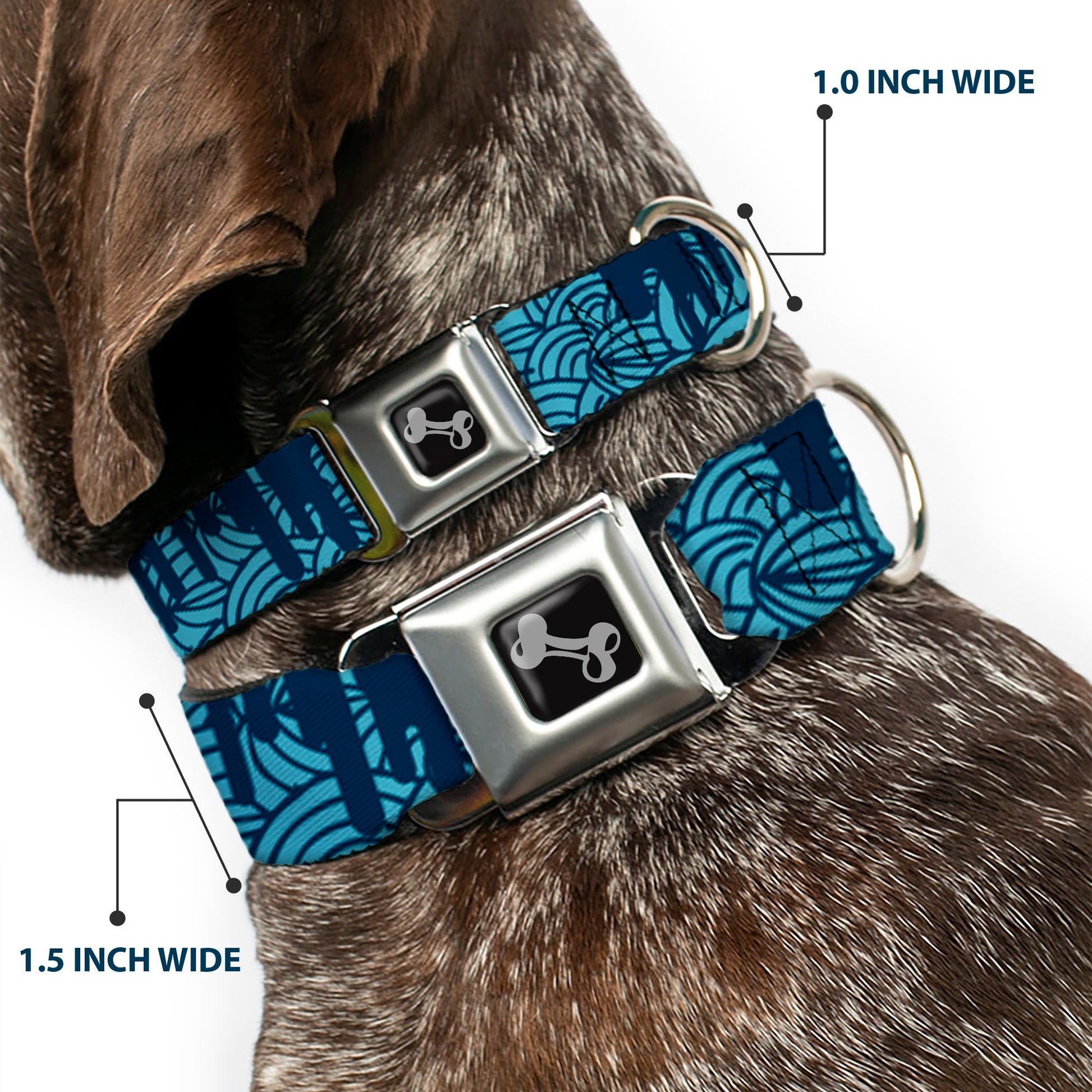 Dog Bone Seatbelt Buckle Collar - Doodle1/Paint Drips Blues Seatbelt Buckle Collars Buckle-Down