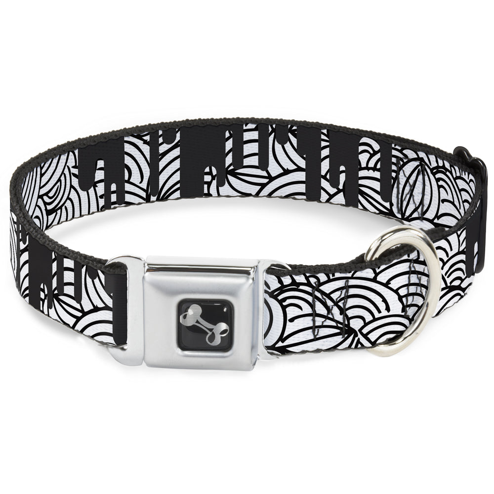 Dog Bone Seatbelt Buckle Collar - Doodle1/Paint Drips White/Black Seatbelt Buckle Collars Buckle-Down