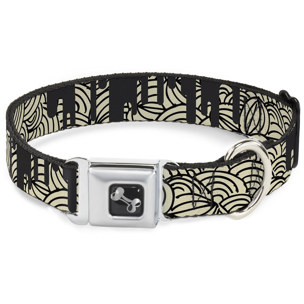 Dog Bone Seatbelt Buckle Collar - Doodle1/Paint Drips Cream/Black Seatbelt Buckle Collars Buckle-Down