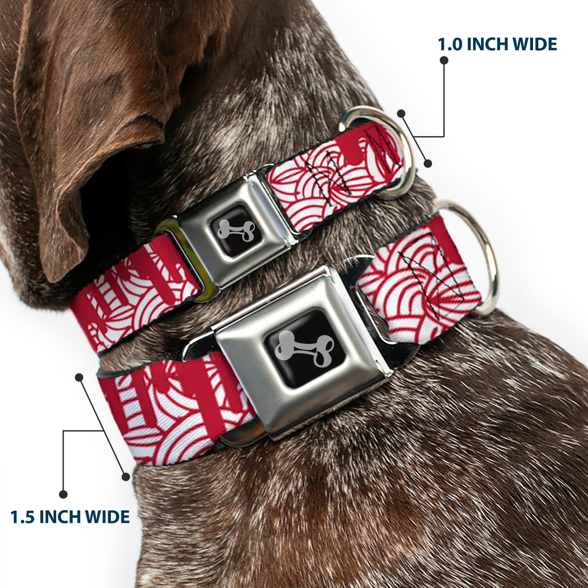 Dog Bone Seatbelt Buckle Collar - Doodle1/Paint Drips White/Red Seatbelt Buckle Collars Buckle-Down