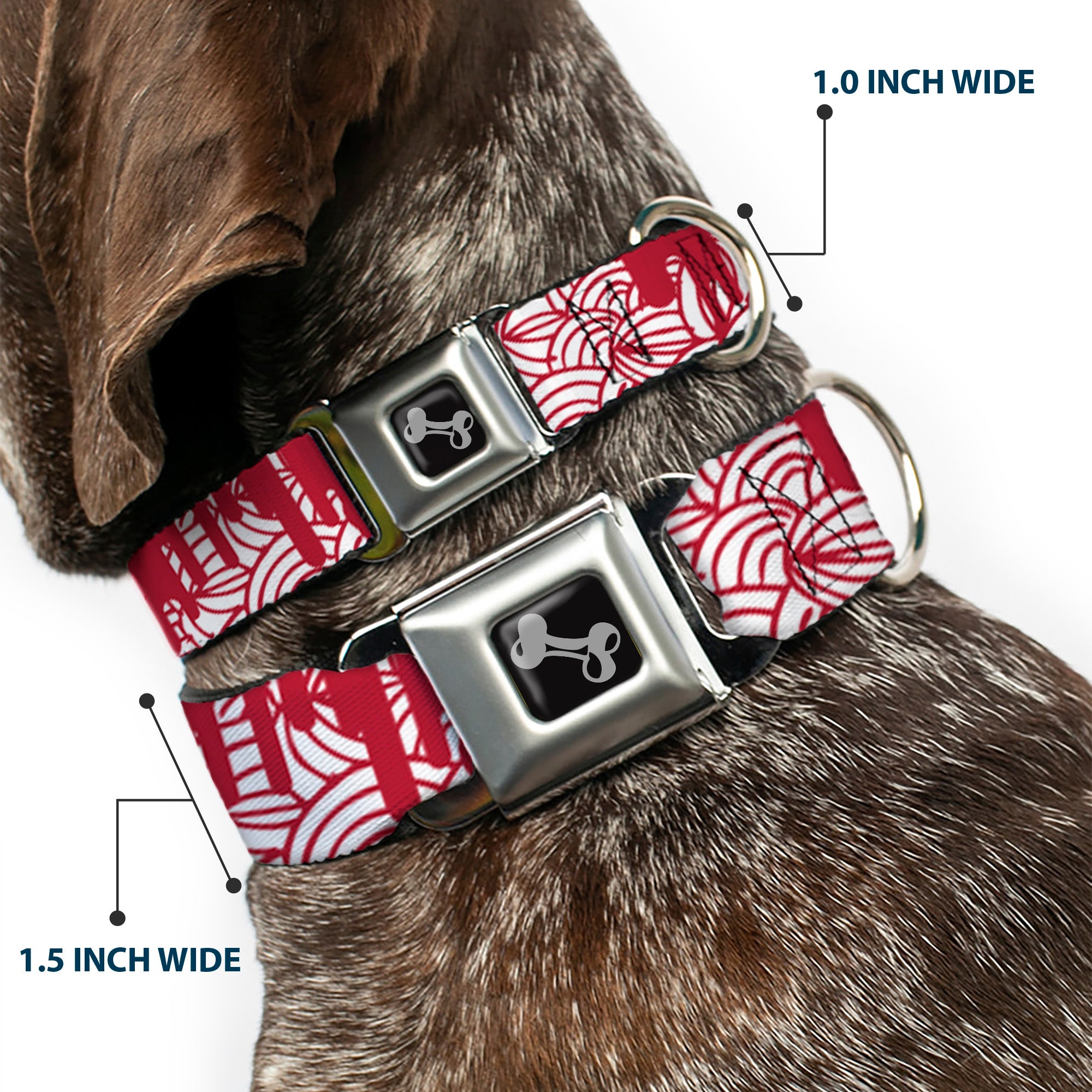 Dog Bone Seatbelt Buckle Collar - Doodle1/Paint Drips White/Red Seatbelt Buckle Collars Buckle-Down