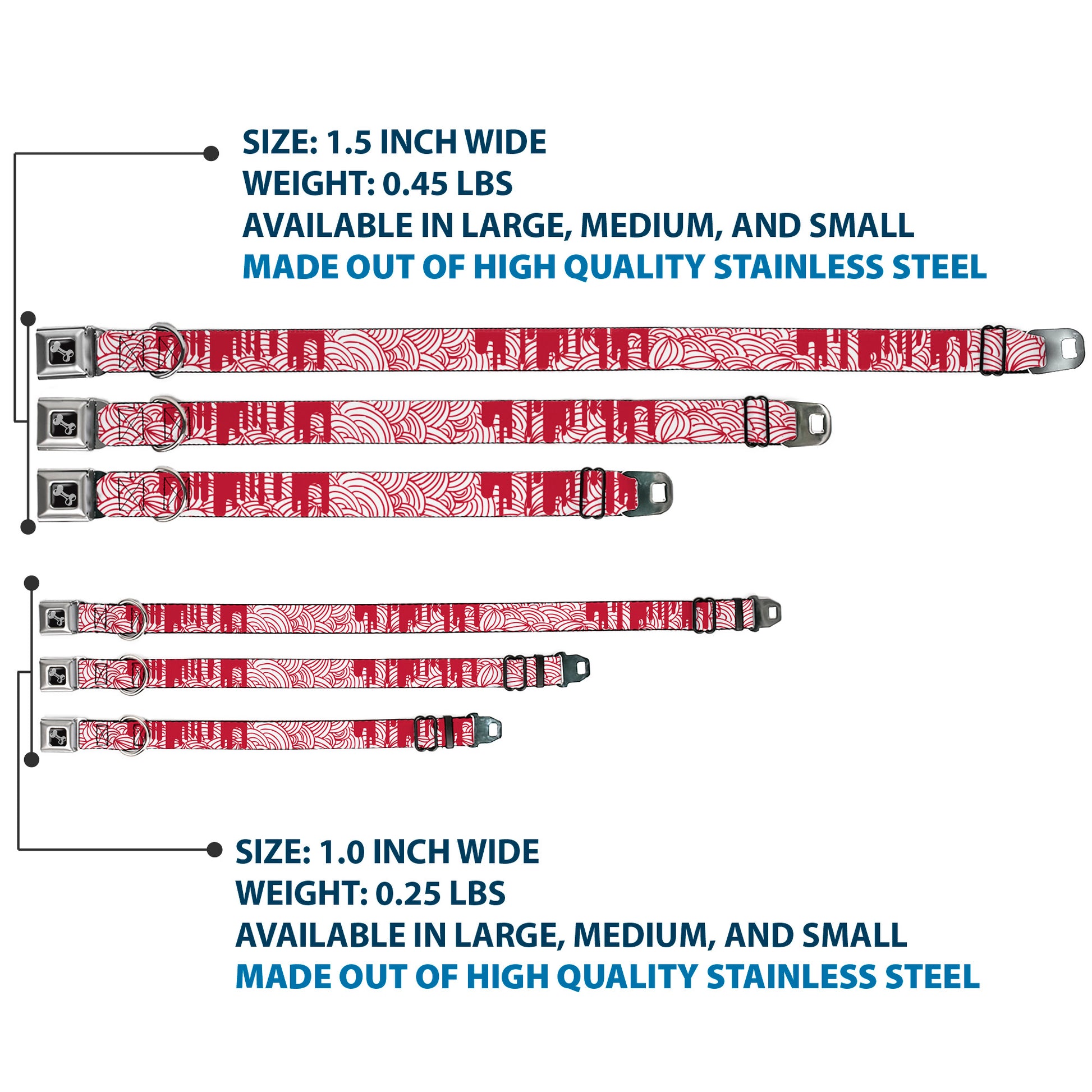 Dog Bone Seatbelt Buckle Collar - Doodle1/Paint Drips White/Red Seatbelt Buckle Collars Buckle-Down