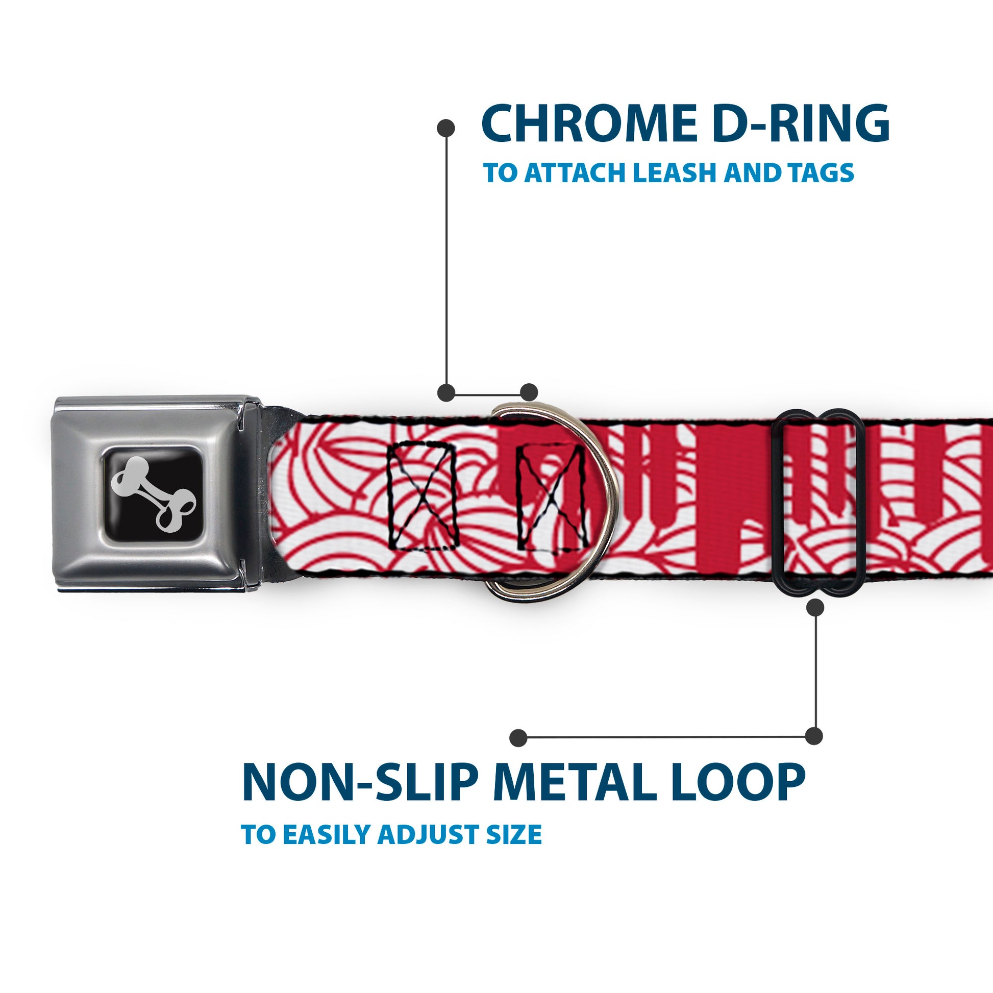 Dog Bone Seatbelt Buckle Collar - Doodle1/Paint Drips White/Red Seatbelt Buckle Collars Buckle-Down