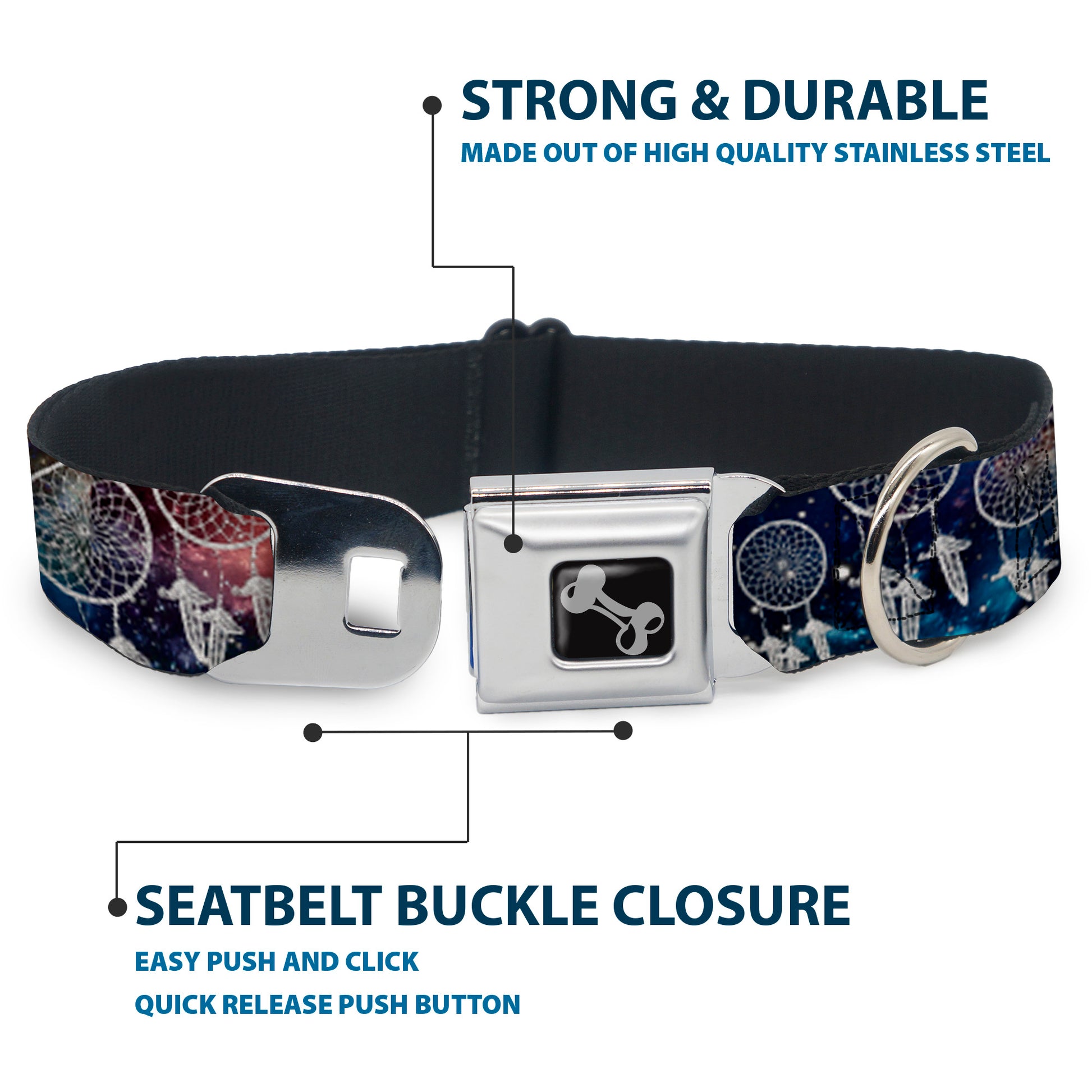 Dog Bone Seatbelt Buckle Collar - Dream Catcher Galaxy/White Seatbelt Buckle Collars Buckle-Down