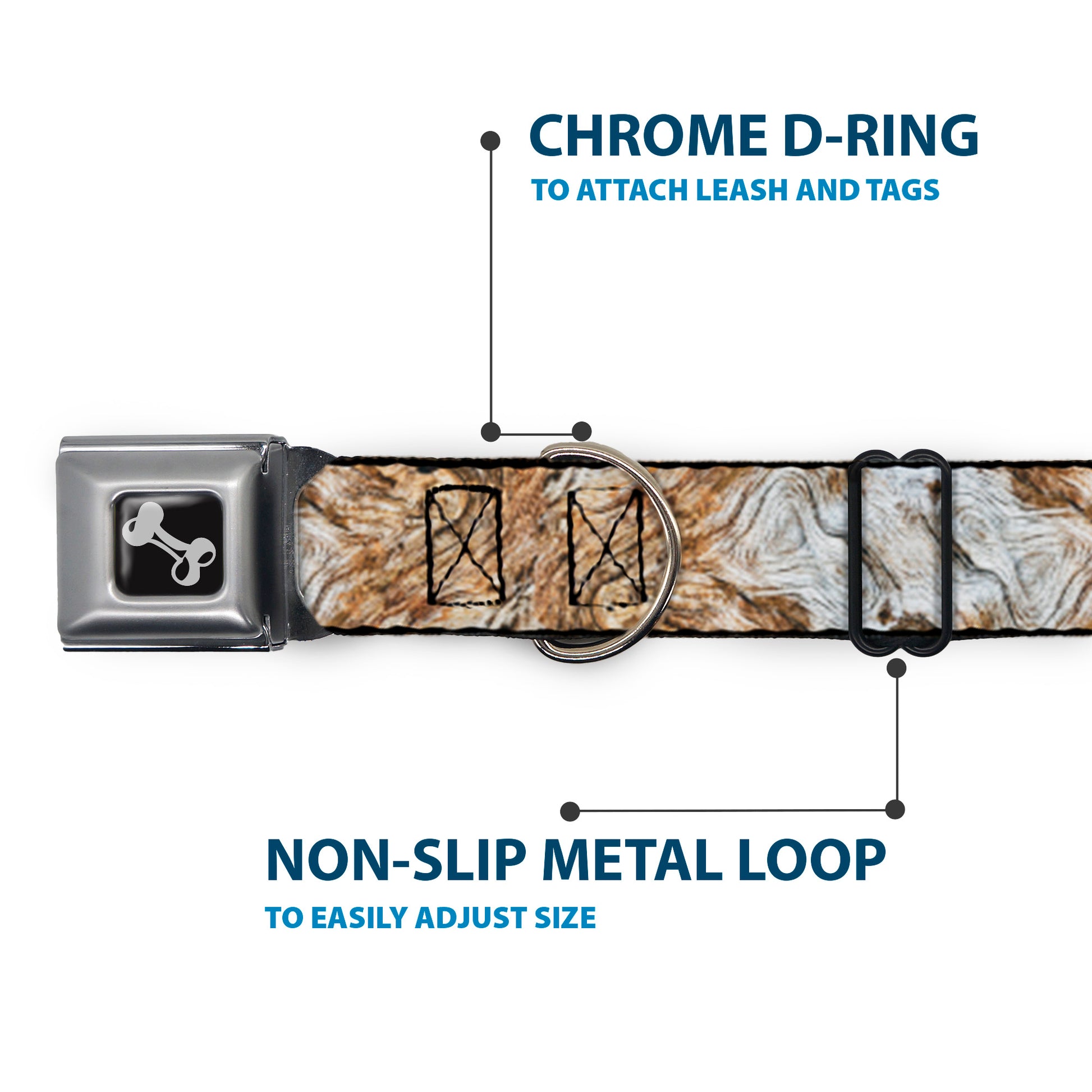 Dog Bone Seatbelt Buckle Collar - Driftwood Grain Seatbelt Buckle Collars Buckle-Down