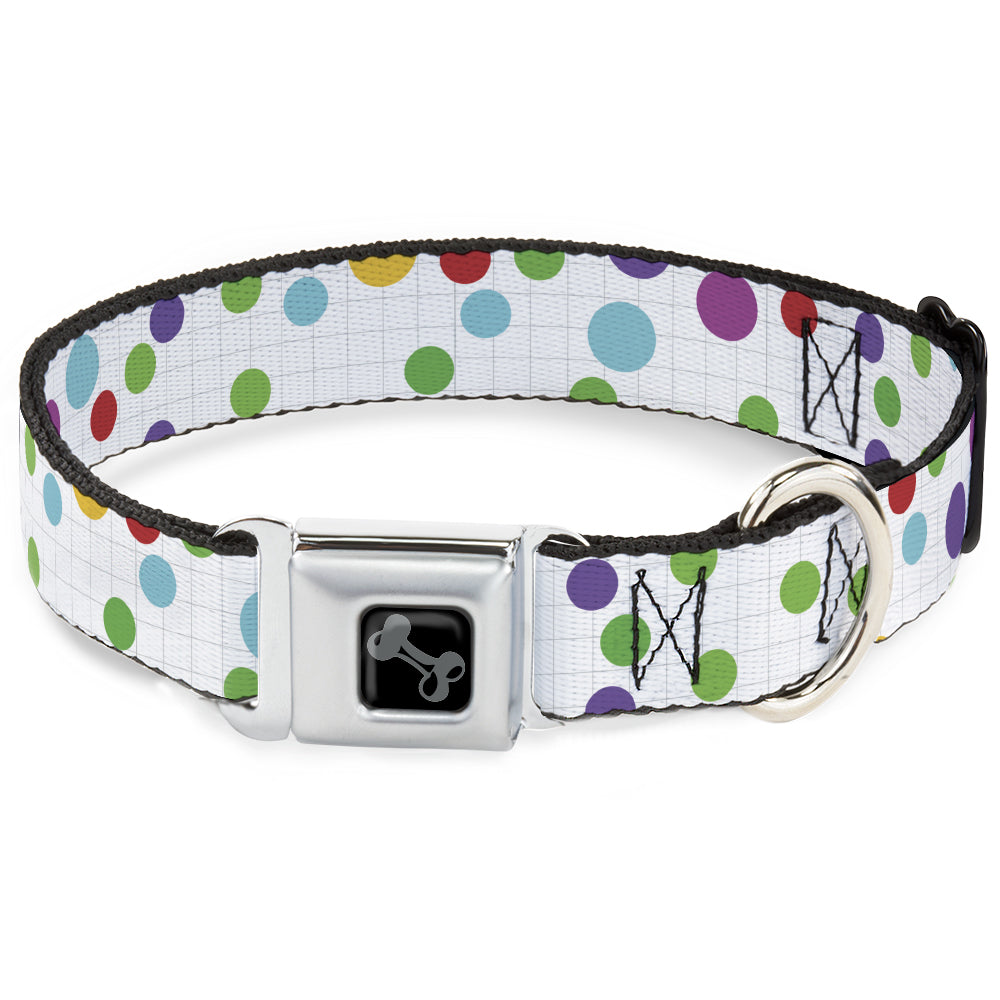 Dog Bone Black/Silver Seatbelt Buckle Collar - Dots/Grid White/Gray/Multi Color Seatbelt Buckle Collars Buckle-Down