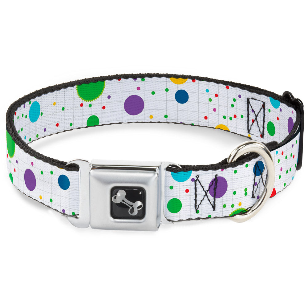 Dog Bone Seatbelt Buckle Collar - Dots/Grid2 White/Gray/Multi Color Seatbelt Buckle Collars Buckle-Down