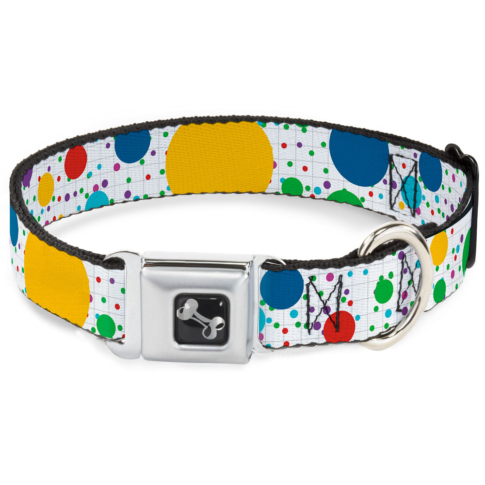 Dog Bone Seatbelt Buckle Collar - Dots/Grid3 White/Gray/Multi Color Seatbelt Buckle Collars Buckle-Down