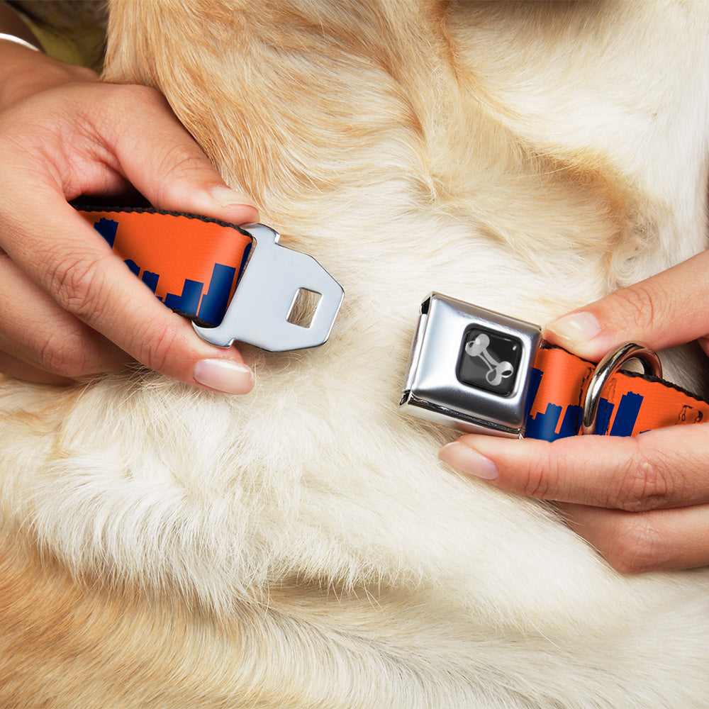 Dog Bone Seatbelt Buckle Collar - Denver Solid Skyline Orange/Navy Seatbelt Buckle Collars Buckle-Down