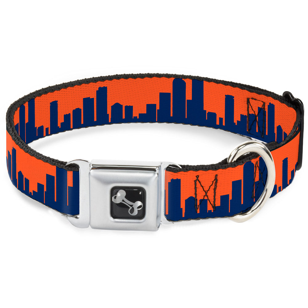 Dog Bone Seatbelt Buckle Collar - Denver Solid Skyline Orange/Navy Seatbelt Buckle Collars Buckle-Down