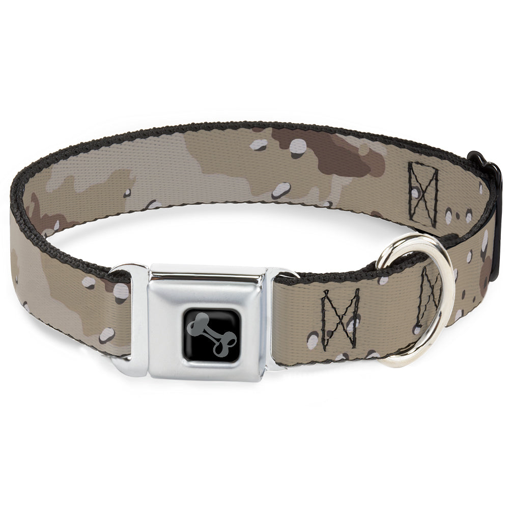Dog Bone Black/Silver Seatbelt Buckle Collar - Desert Camo Tans/Browns Seatbelt Buckle Collars Buckle-Down