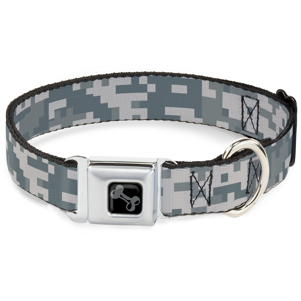 Dog Bone Black/Silver Seatbelt Buckle Collar - Digital Camo2 Grays Seatbelt Buckle Collars Buckle-Down