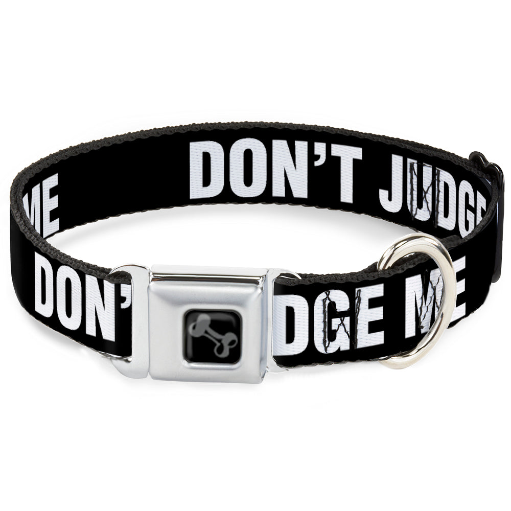 Dog Bone Black/Silver Seatbelt Buckle Collar - DON'T JUDGE ME Black/White Seatbelt Buckle Collars Buckle-Down
