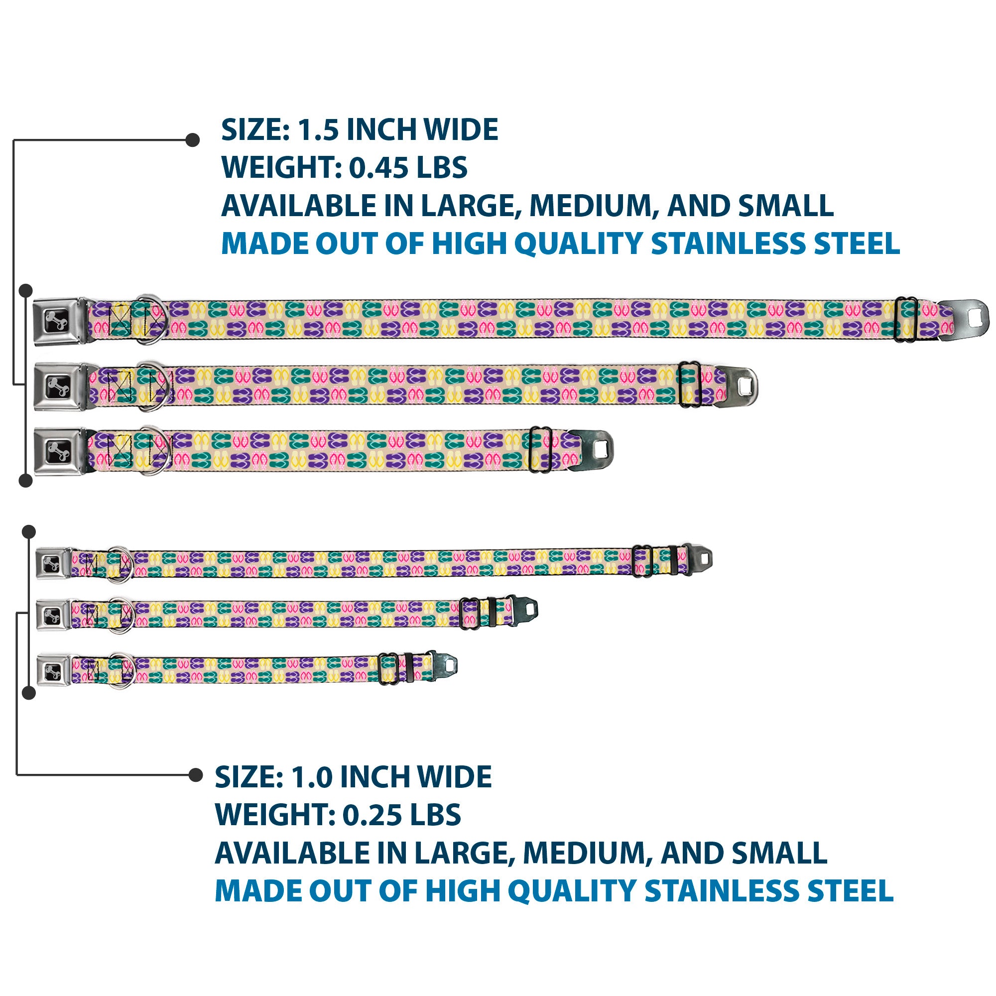 Dog Bone Seatbelt Buckle Collar - Flip Flops6 Sand/Multi Color Seatbelt Buckle Collars Buckle-Down