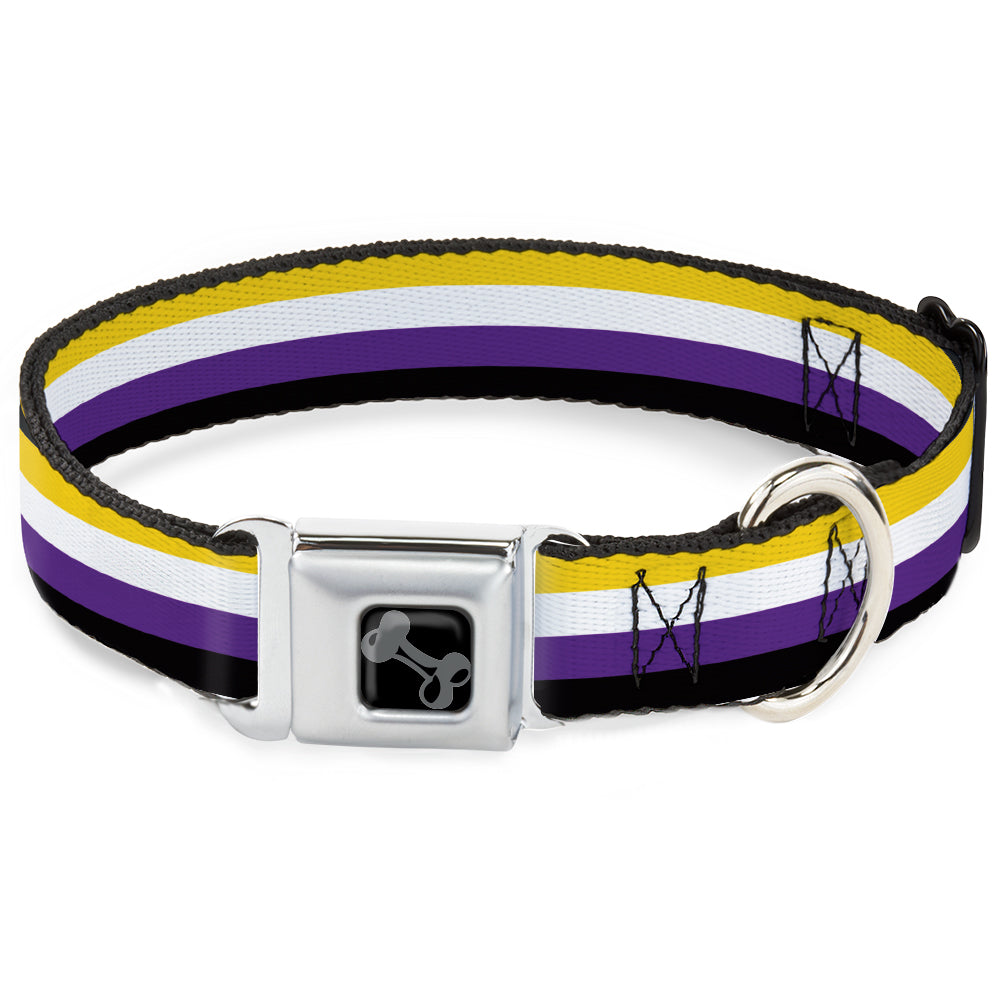 Dog Bone Black/Silver Seatbelt Buckle Collar - Flag Non-Binary Stripe Seatbelt Buckle Collars Buckle-Down