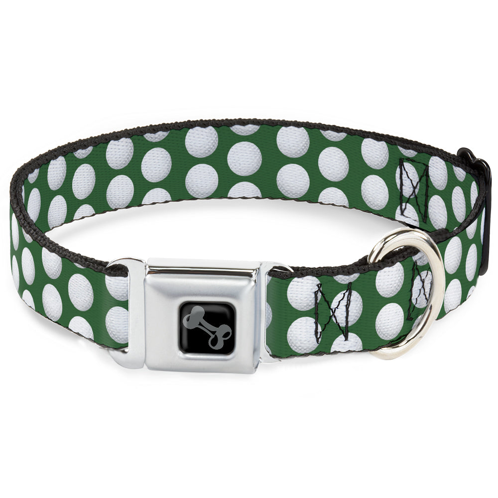 Dog Bone Black/Silver Seatbelt Buckle Collar - Golf Balls Green/White Seatbelt Buckle Collars Buckle-Down