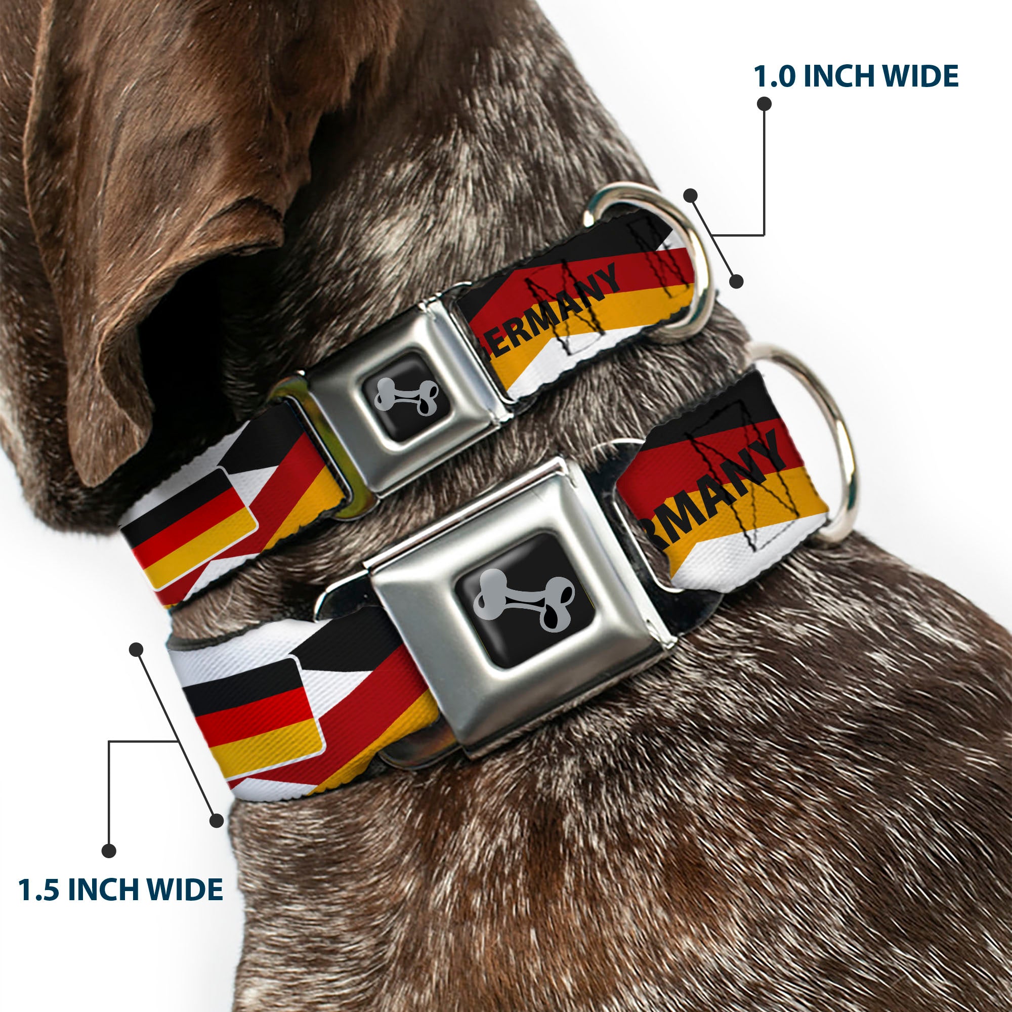 Dog Bone Black/Silver Seatbelt Buckle Collar - Global Soccer Cup Series Germany Spirit Flag Seatbelt Buckle Collars Buckle-Down