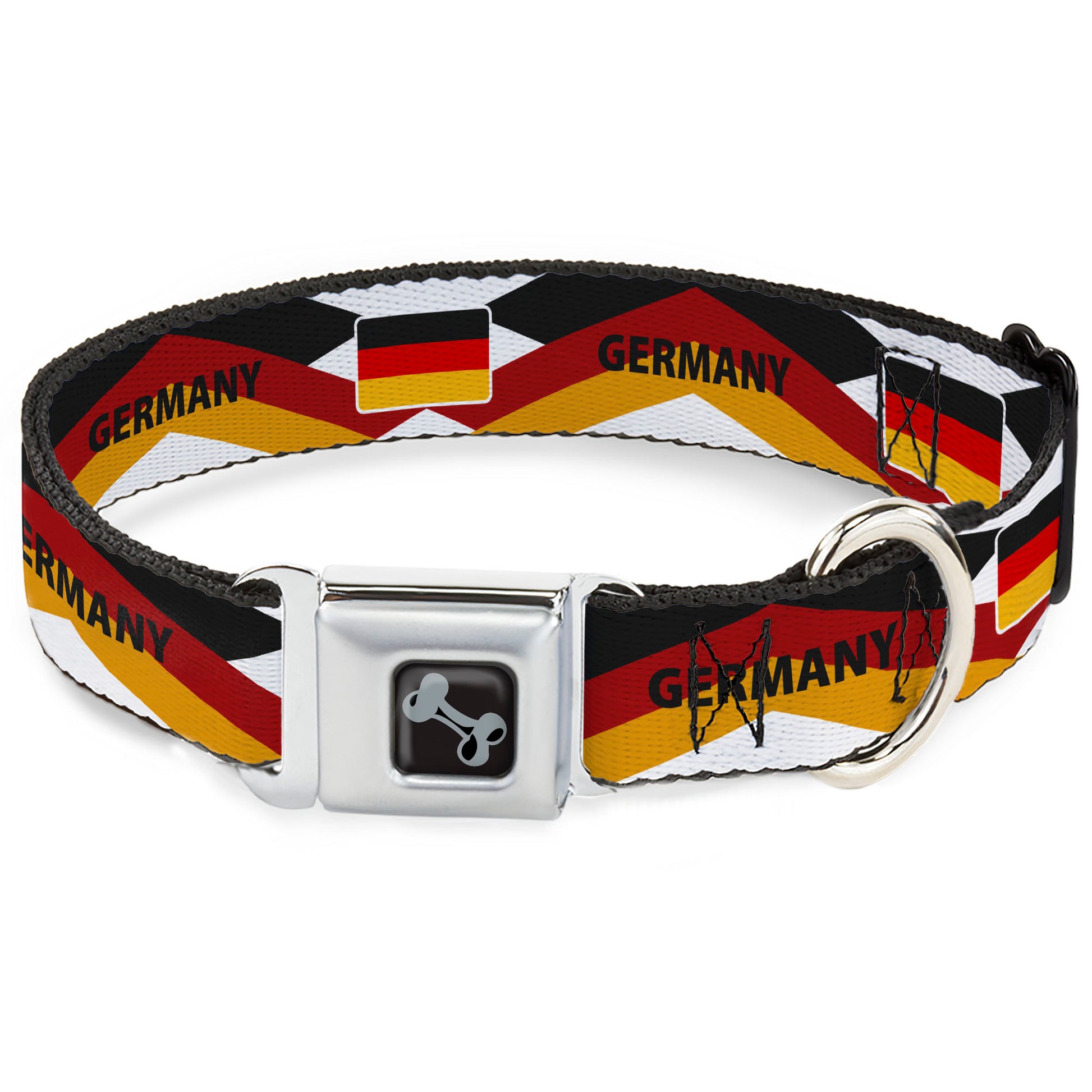 Dog Bone Black/Silver Seatbelt Buckle Collar - Global Soccer Cup Series Germany Spirit Flag Seatbelt Buckle Collars Buckle-Down