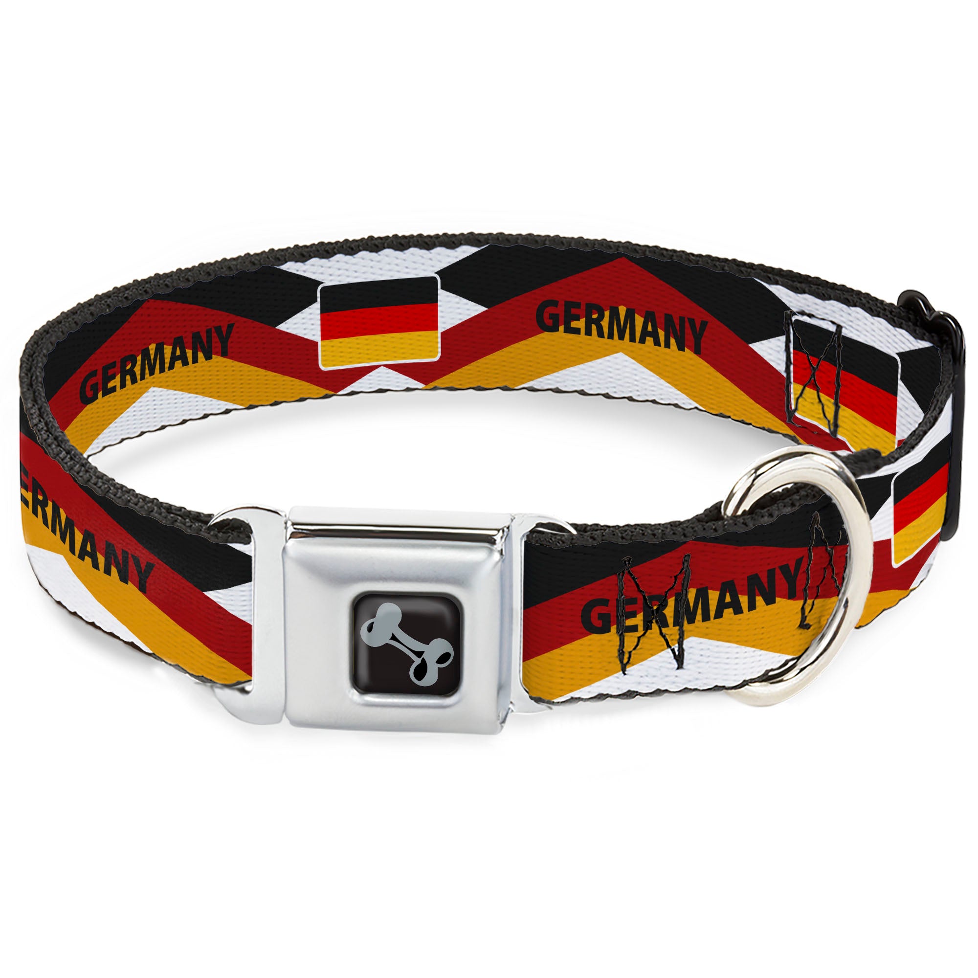 Dog Bone Black/Silver Seatbelt Buckle Collar - Global Soccer Cup Series Germany Spirit Flag Seatbelt Buckle Collars Buckle-Down