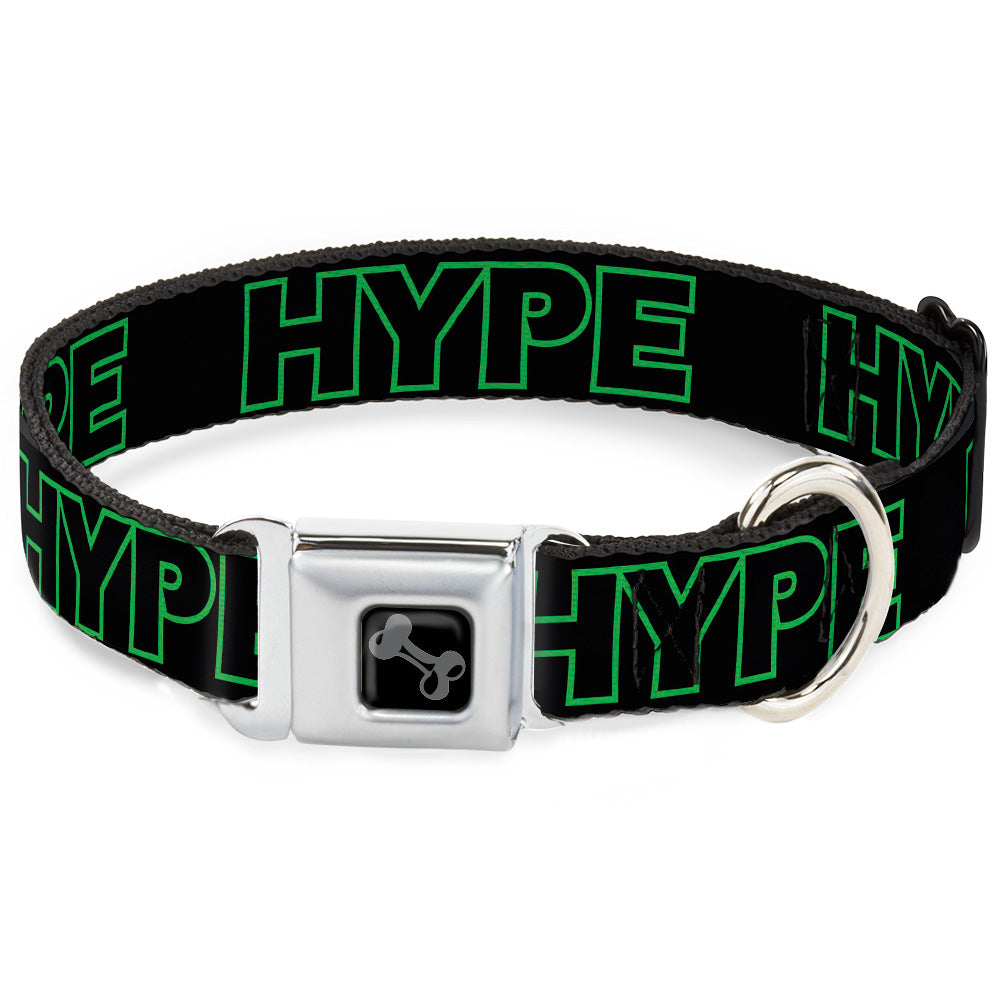 Dog Bone Black/Silver Seatbelt Buckle Collar - HYPE Outline Black/Neon Green Seatbelt Buckle Collars Buckle-Down