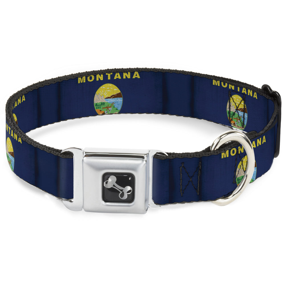 Dog Bone Seatbelt Buckle Collar - Montana Flags Seatbelt Buckle Collars Buckle-Down