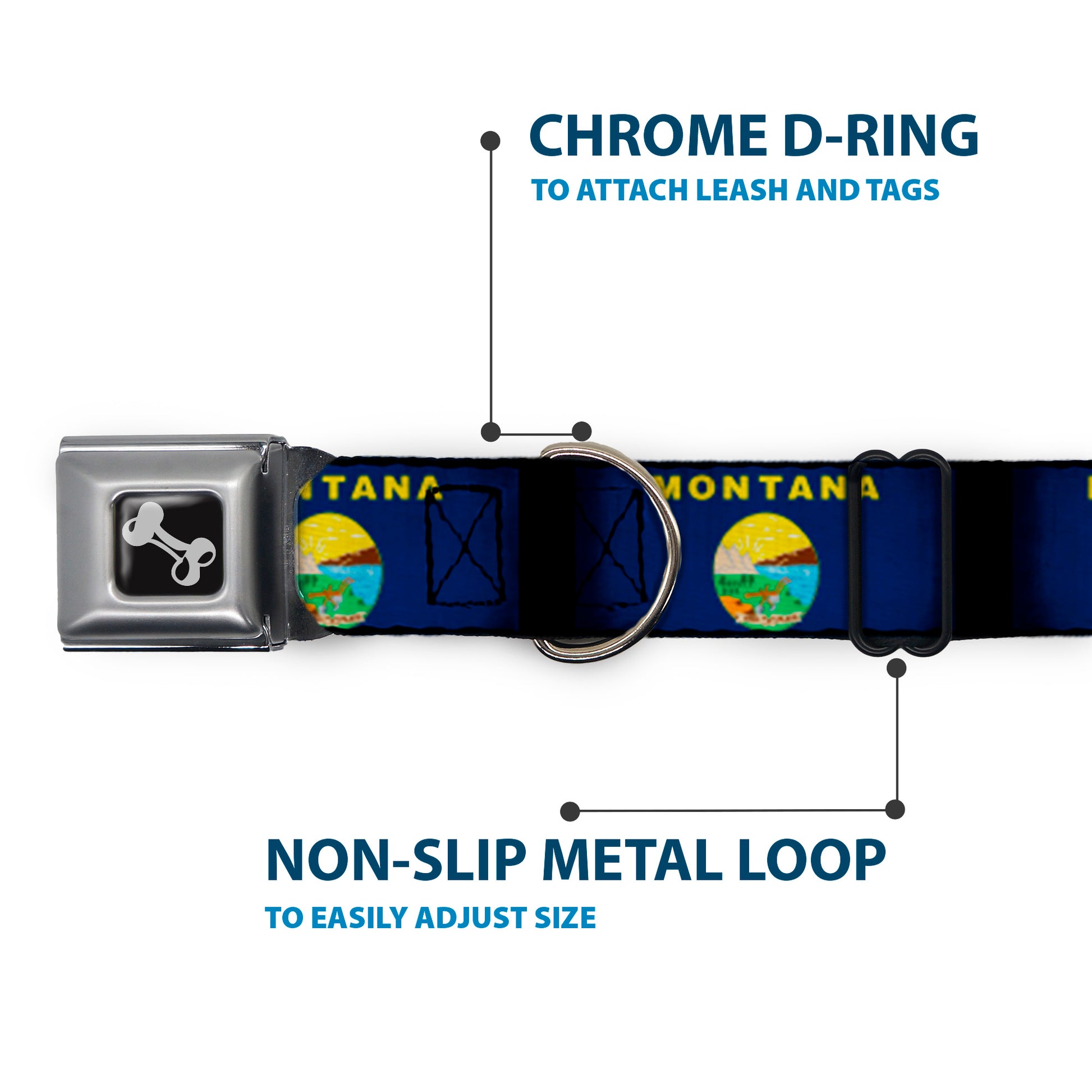 Dog Bone Seatbelt Buckle Collar - Montana Flags2 Seatbelt Buckle Collars Buckle-Down