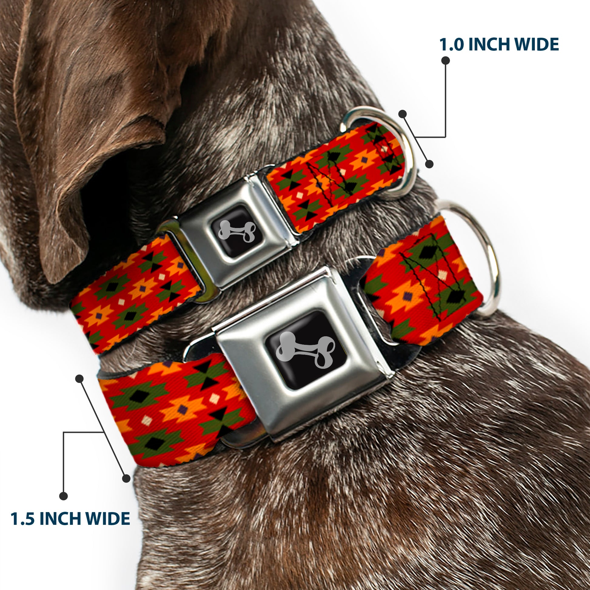 Dog Bone Seatbelt Buckle Collar - Mini Navajo Tan/Rust/Olive/Black Seatbelt Buckle Collars Buckle-Down