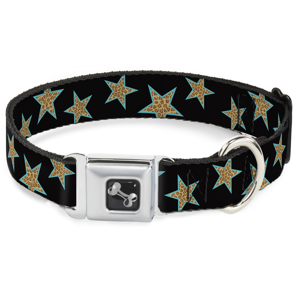 Dog Bone Seatbelt Buckle Collar - Multi Stars Black/Leopard/Baby Blue Outline Seatbelt Buckle Collars Buckle-Down
