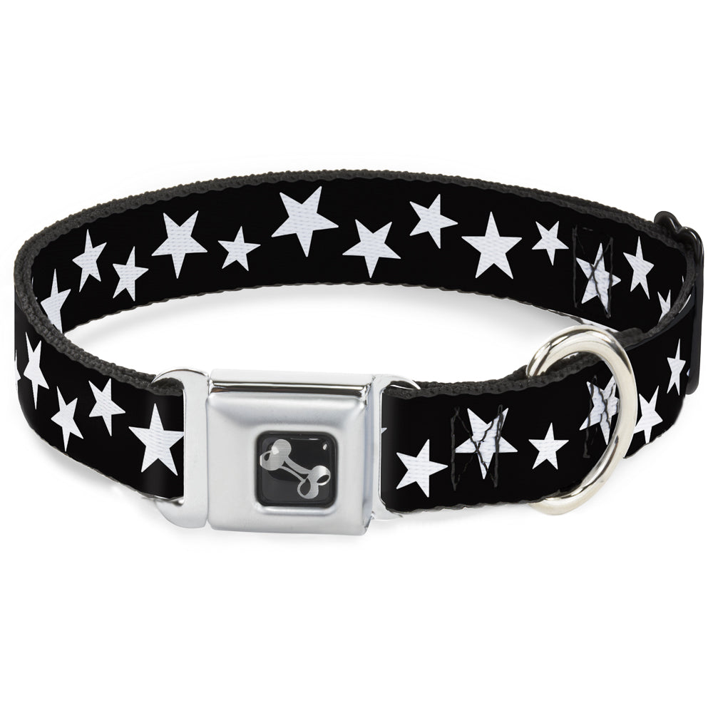 Dog Bone Seatbelt Buckle Collar - Multi Stars Black/White Seatbelt Buckle Collars Buckle-Down