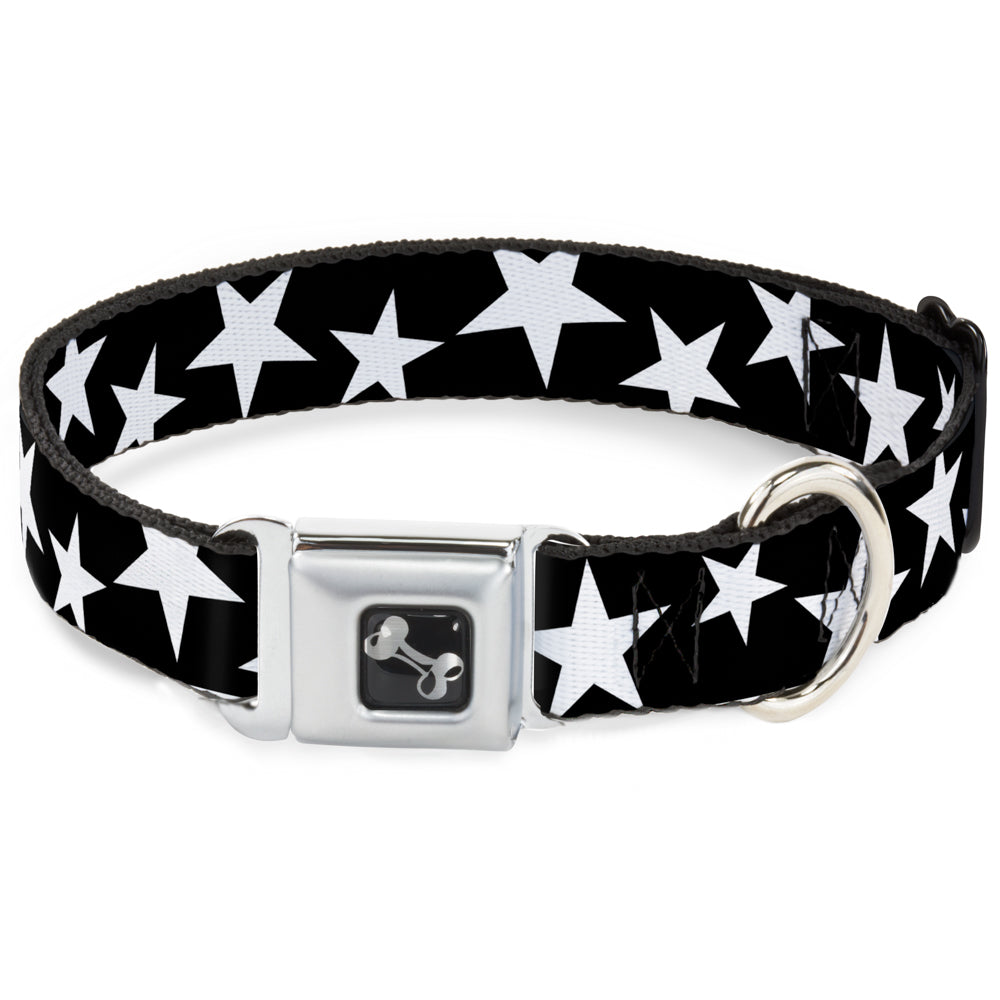 Dog Bone Seatbelt Buckle Collar - Multi Stars Black/White/Black/White Outline Seatbelt Buckle Collars Buckle-Down