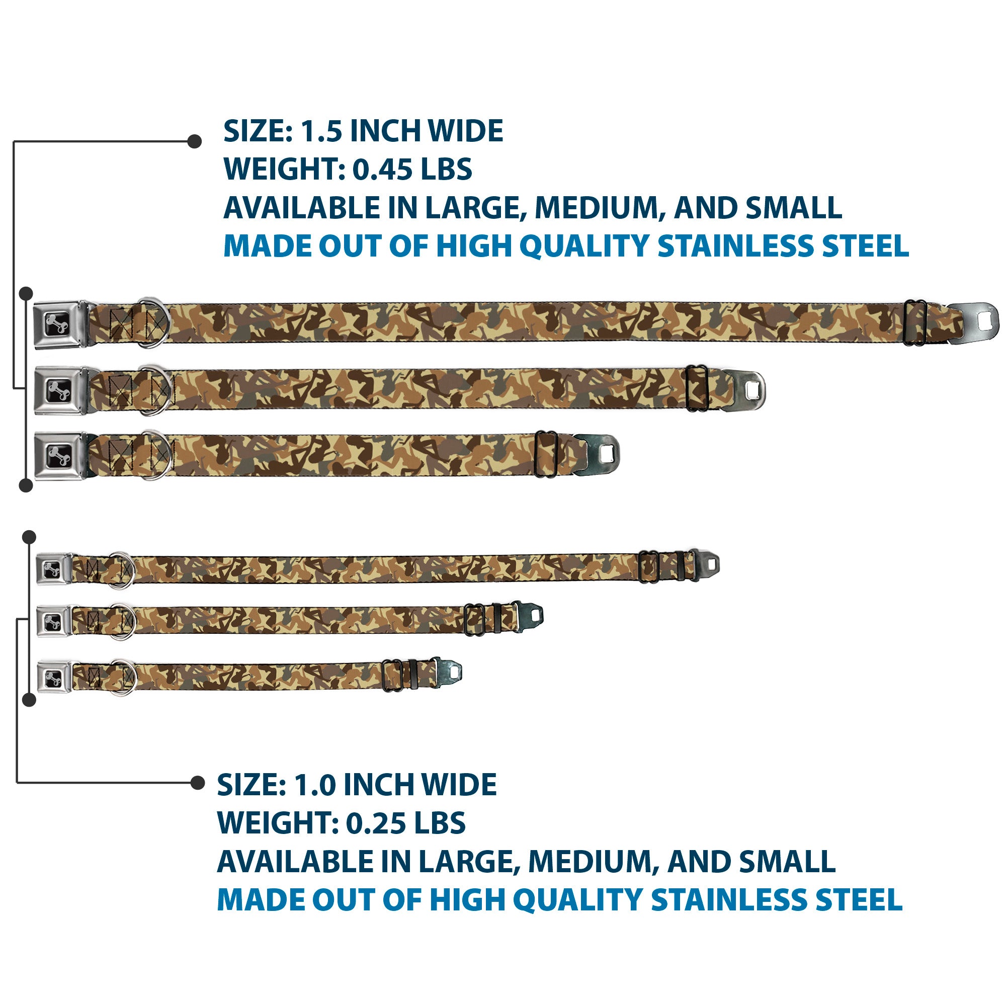 Dog Bone Seatbelt Buckle Collar - Mud Flap Girls Camo Browns Seatbelt Buckle Collars Buckle-Down