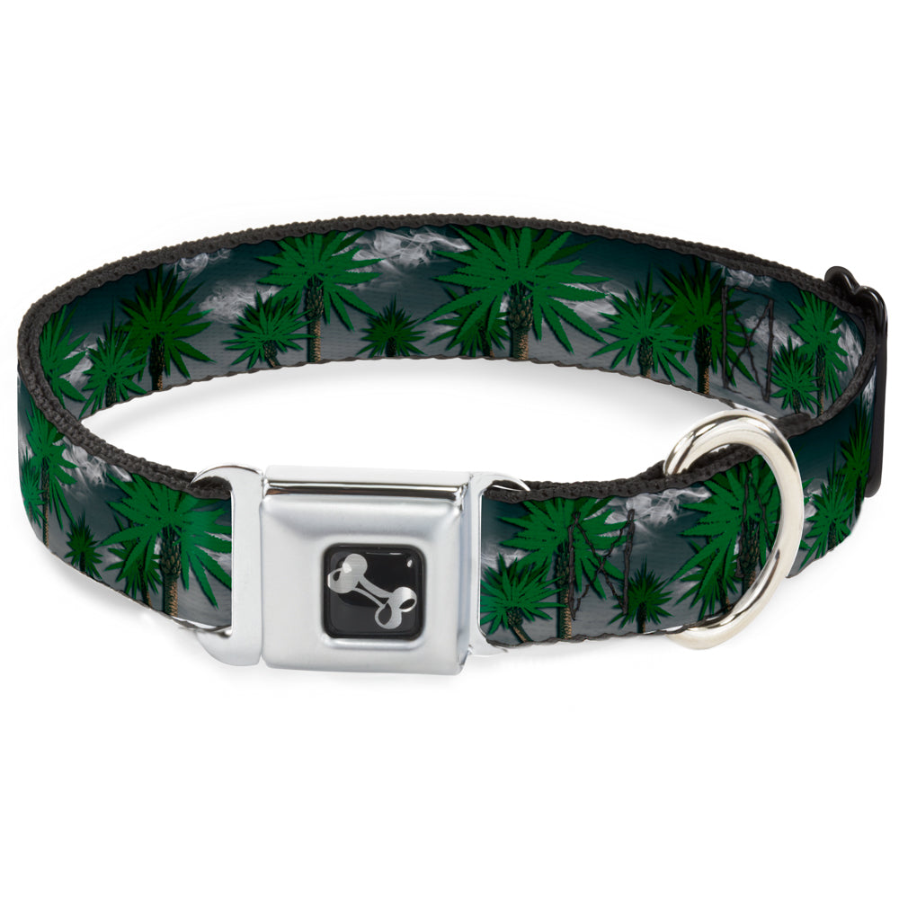 Buckle-Down Seatbelt Buckle Dog Collar - Marijuana Palm Trees/Clouds Seatbelt Buckle Collars Buckle-Down