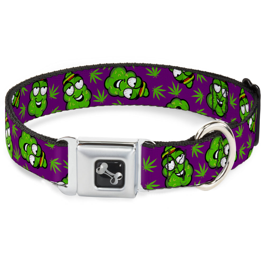Buckle-Down Seatbelt Buckle Dog Collar - Marijuana Nugs/Leaves Cartoon Purple/Green Seatbelt Buckle Collars Buckle-Down