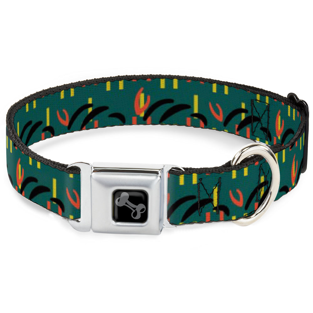 Dog Bone Black/Silver Seatbelt Buckle Collar - MCO Orlando International Airport Carpet Teal/Orange/Yellow/Black Seatbelt Buckle Collars Buckle-Down