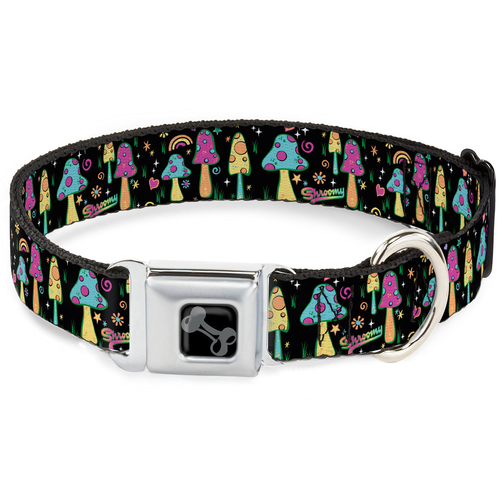 Dog Bone Black/Silver Seatbelt Buckle Collar - Mushroom SHROOMY Garden Black/Multi Color Seatbelt Buckle Collars Buckle-Down
