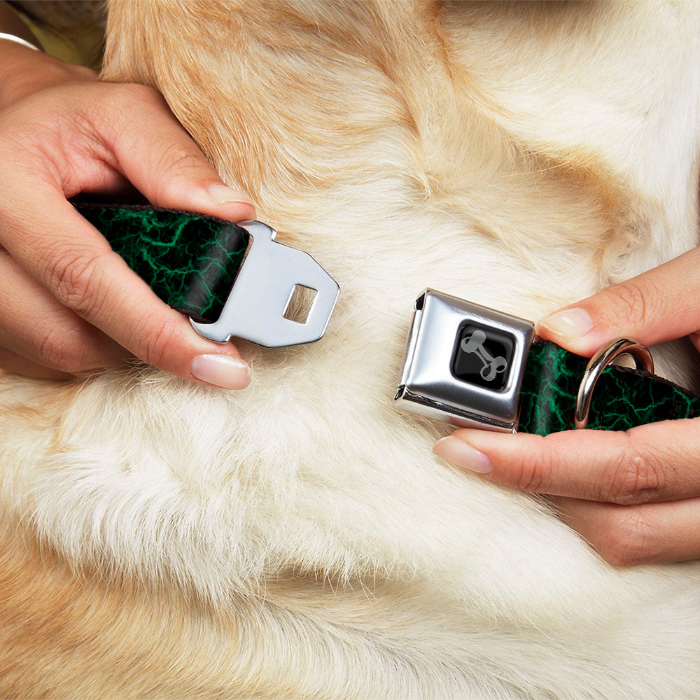 Dog Bone Black/Silver Seatbelt Buckle Collar - Marble Black/Green Seatbelt Buckle Collars Buckle-Down