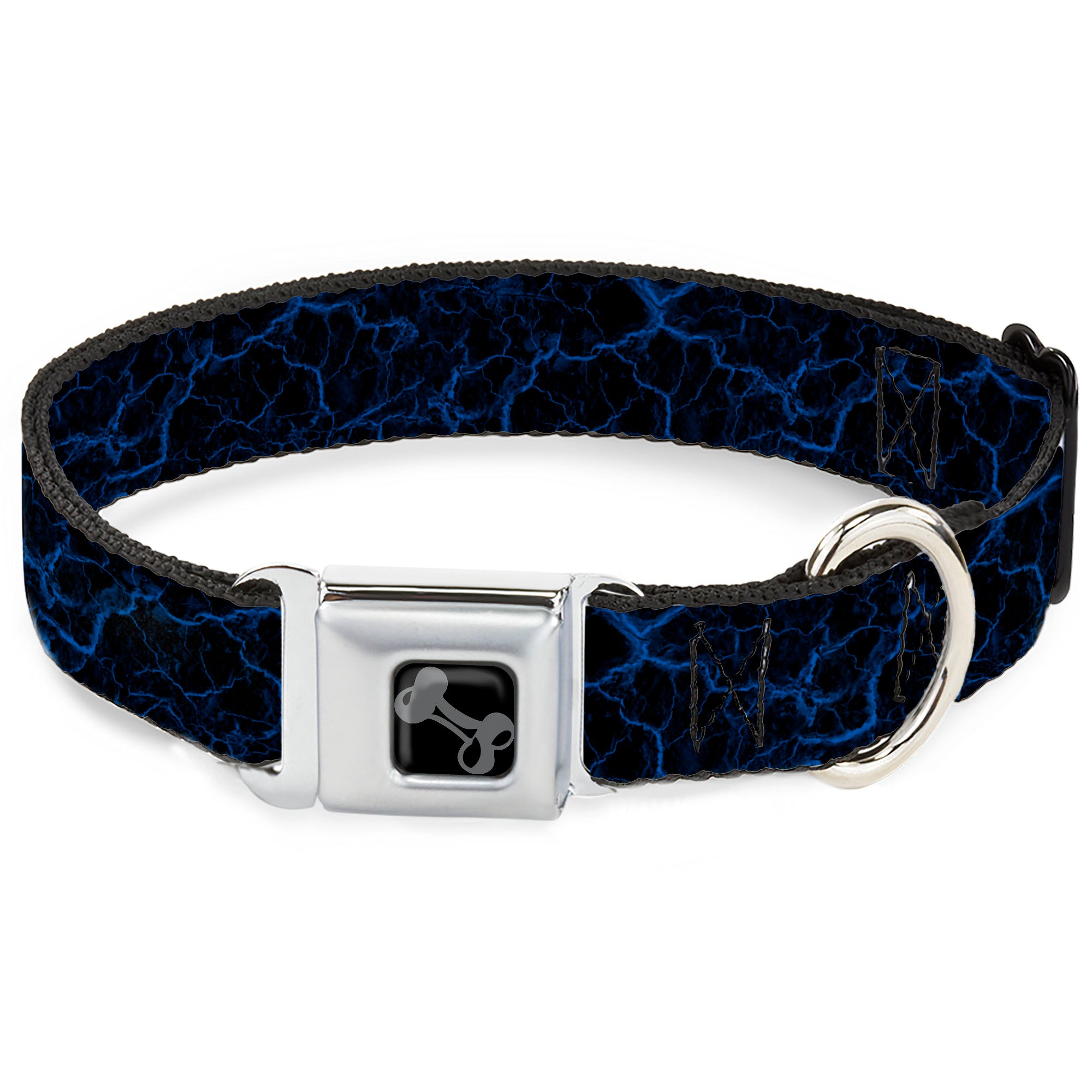 Dog Bone Black/Silver Seatbelt Buckle Collar - Marble Black/Blue Seatbelt Buckle Collars Buckle-Down