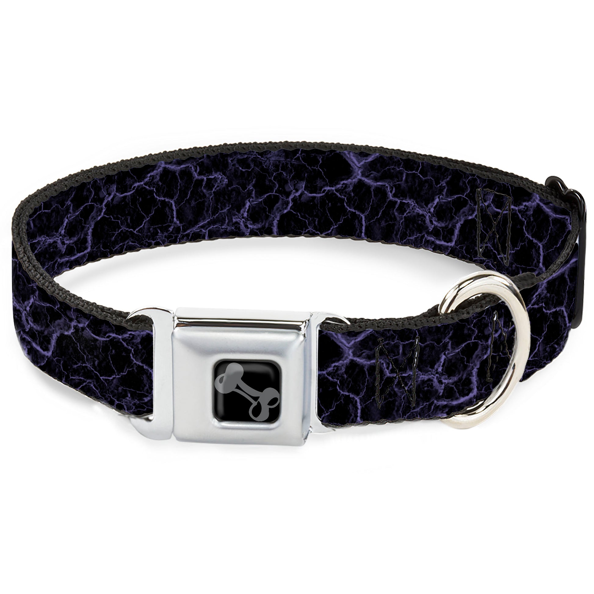 Dog Bone Black/Silver Seatbelt Buckle Collar - Marble Black/Purple Seatbelt Buckle Collars Buckle-Down