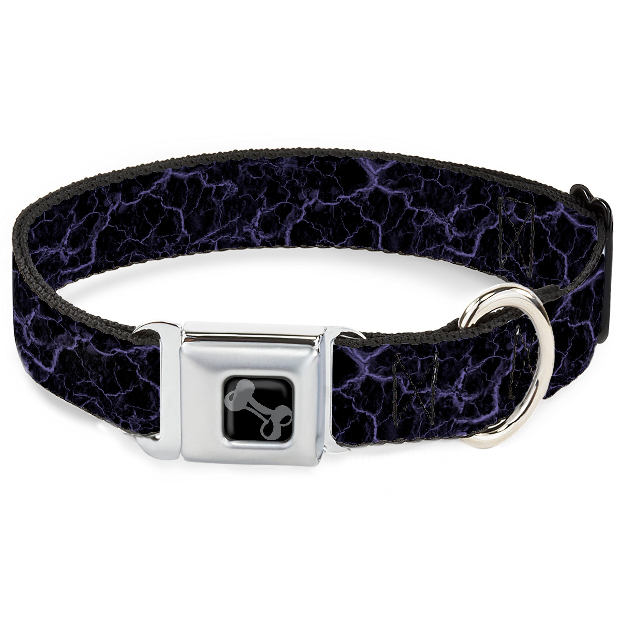 Dog Bone Black/Silver Seatbelt Buckle Collar - Marble Black/Purple Seatbelt Buckle Collars Buckle-Down
