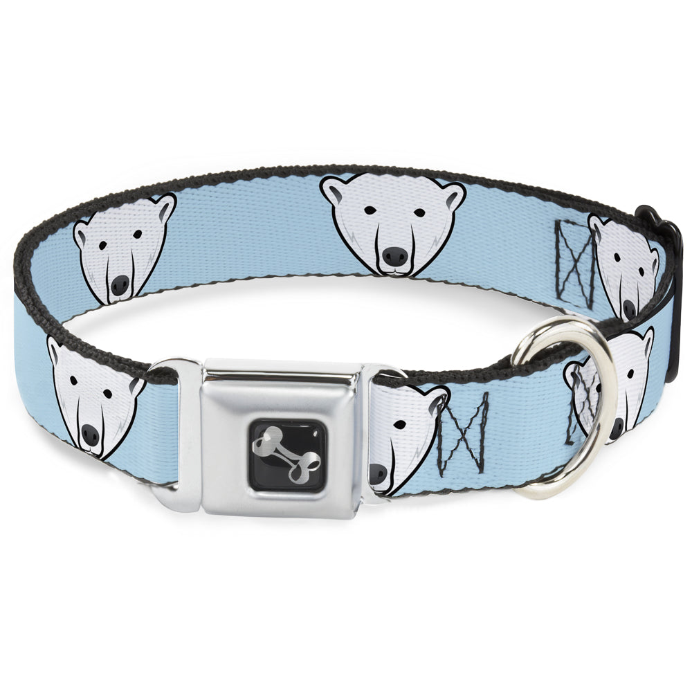 Dog Bone Seatbelt Buckle Collar - Polar Bear Repeat Baby Blue Seatbelt Buckle Collars Buckle-Down