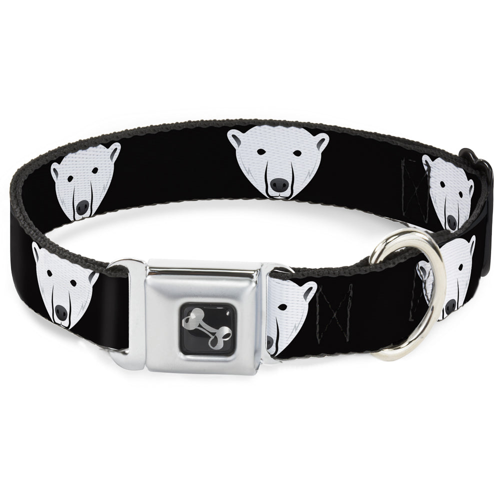 Dog Bone Seatbelt Buckle Collar - Polar Bear Repeat Black Seatbelt Buckle Collars Buckle-Down
