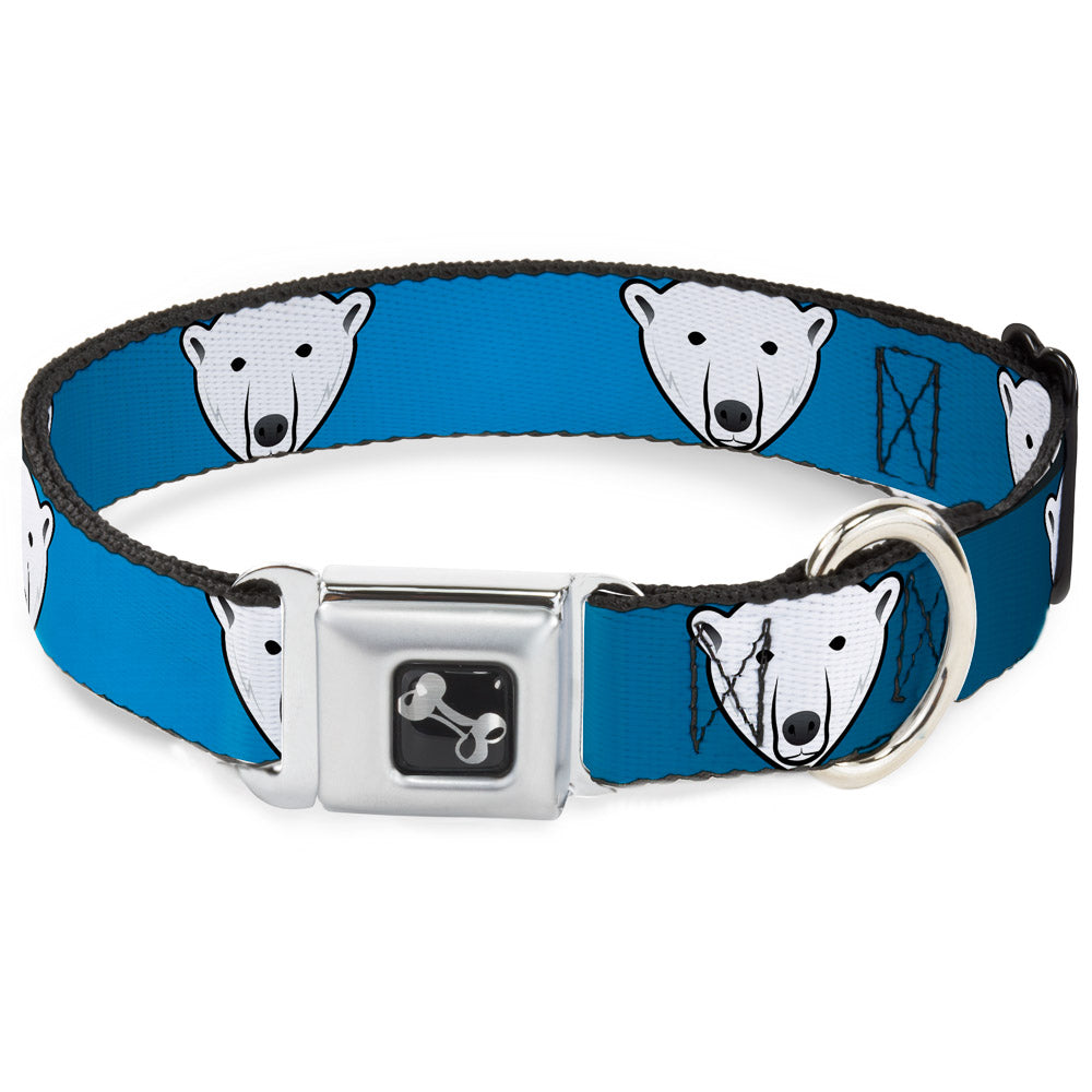 Dog Bone Seatbelt Buckle Collar - Polar Bear Repeat Black/Blue Fade Seatbelt Buckle Collars Buckle-Down