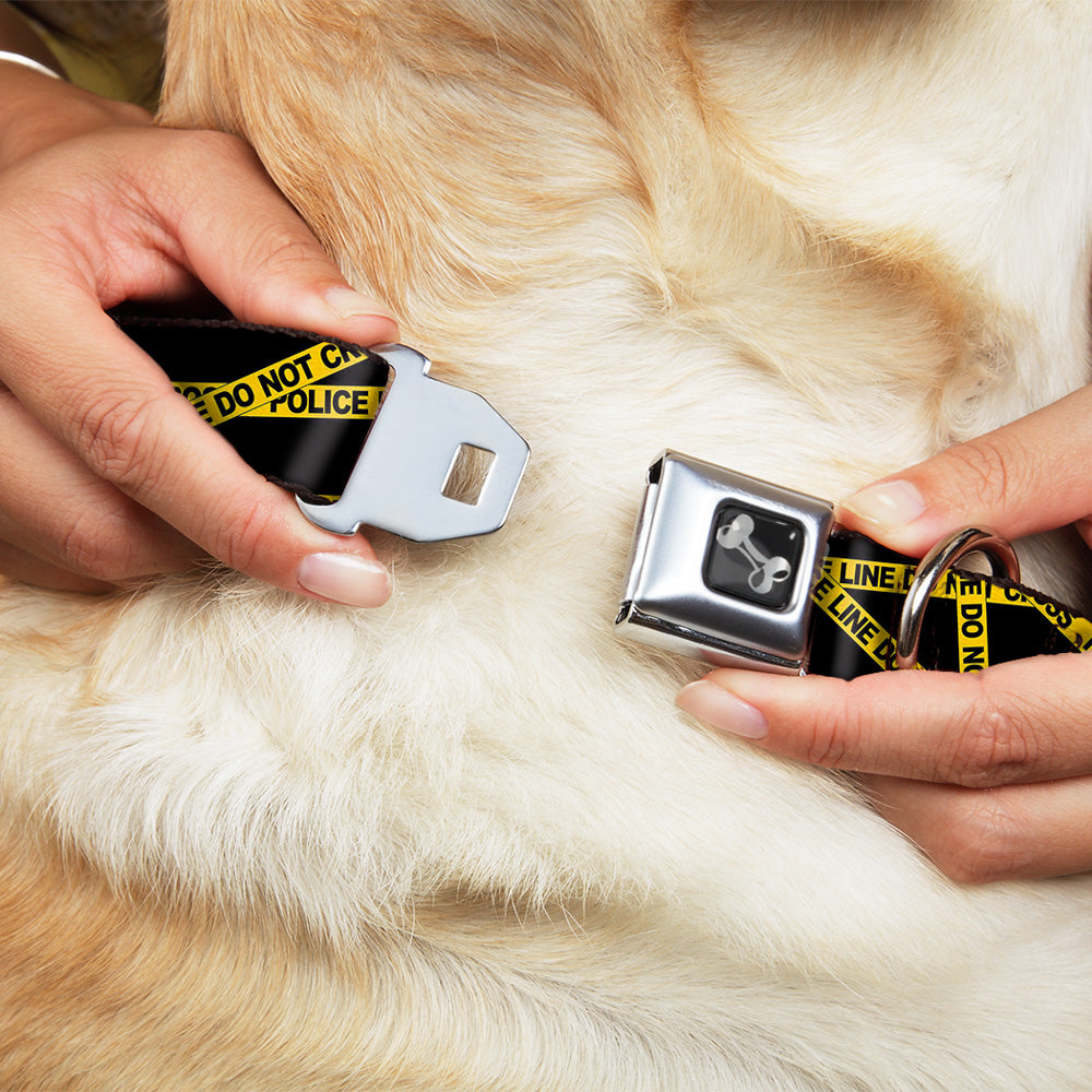 Dog Bone Seatbelt Buckle Collar - Police Line Black/Yellow Seatbelt Buckle Collars Buckle-Down