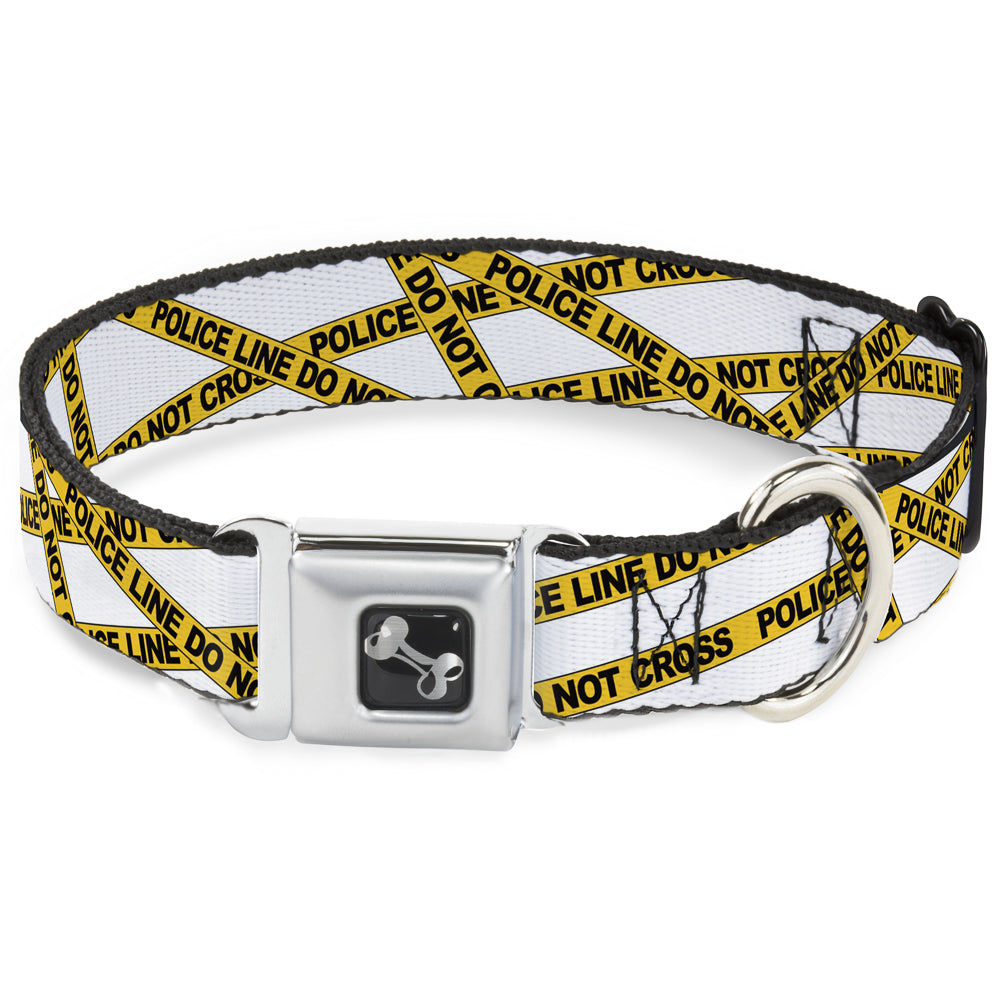 Dog Bone Seatbelt Buckle Collar - Police Line White/Yellow Seatbelt Buckle Collars Buckle-Down