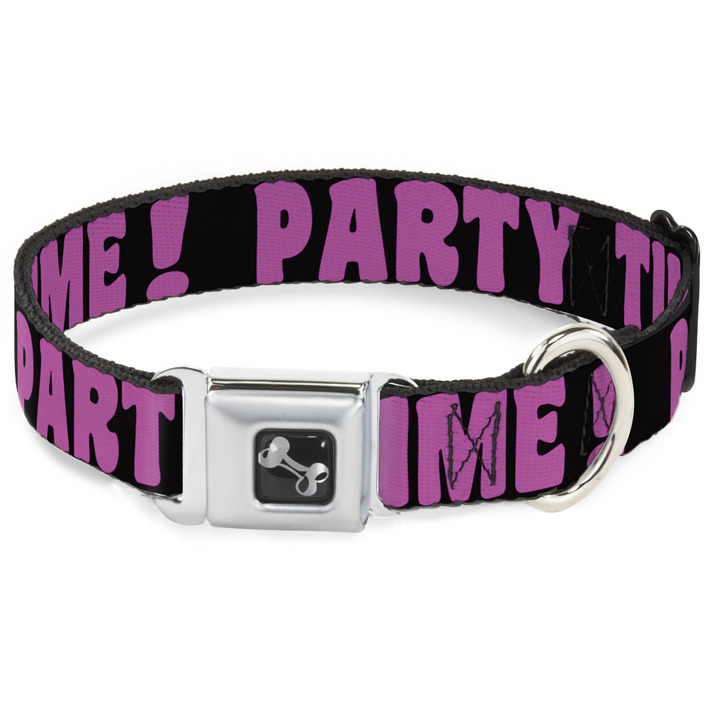 Dog Bone Seatbelt Buckle Collar - PARTY TIME! Black/Fuchsia Seatbelt Buckle Collars Buckle-Down